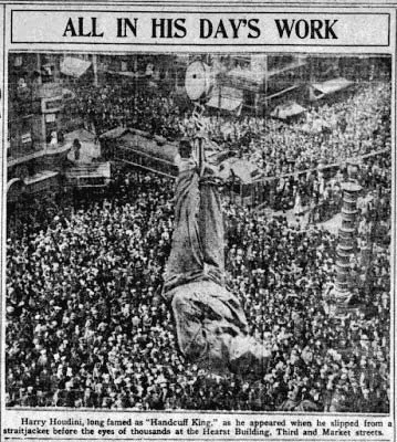 SF Examiner Houdini clipping, March 1923