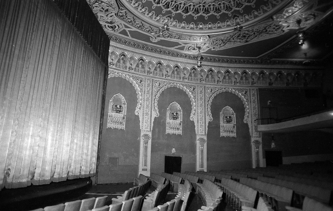 Moorish arches and decorated ceiling inside the Alhambra Theatre