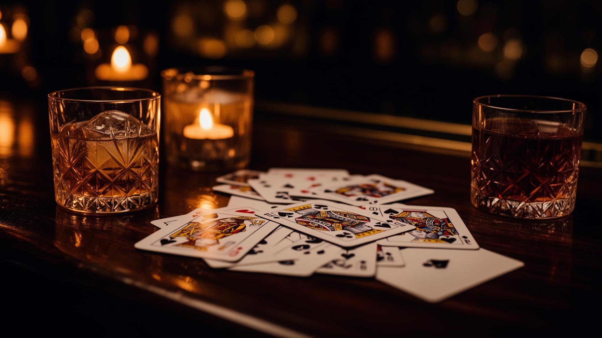 Playing cards and cocktails