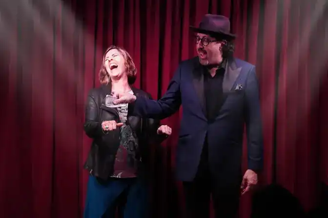 Guest laughing during interactive magic show