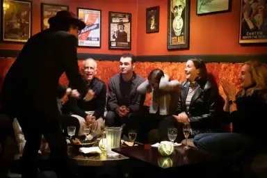 Close-up magic in the Marrakech-themed lounge