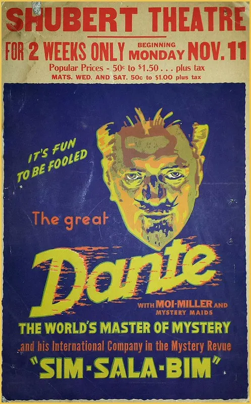 The Great Dante — Sim Sala Bim — vintage Shubert Theatre poster