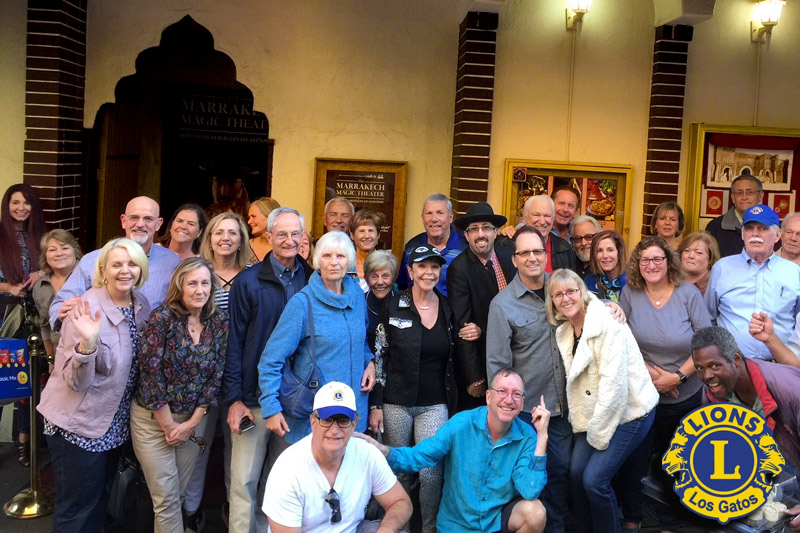 Lions Club Los Gatos group photo outside Marrakech Magic Theater