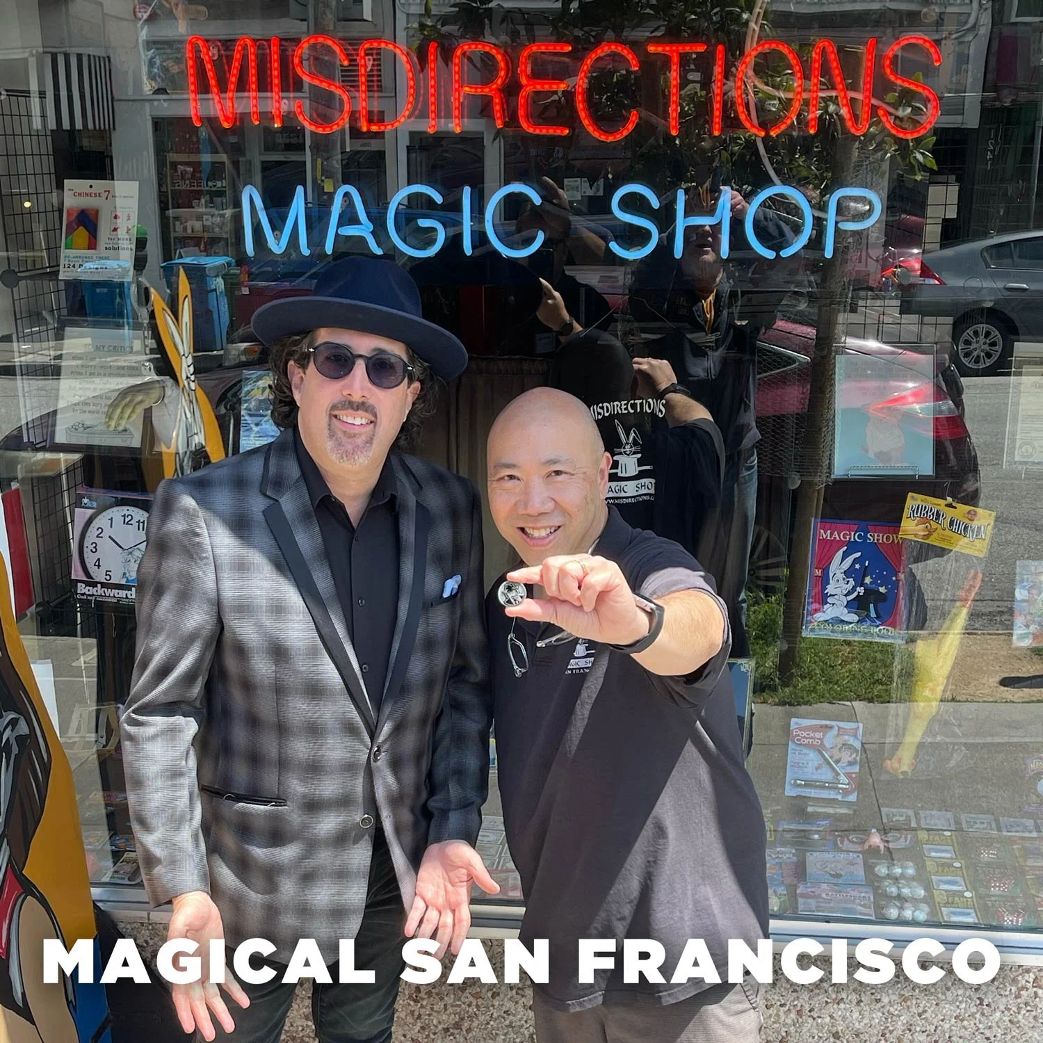 Jay Alexander with Joe Pon outside Misdirections Magic Shop in San Francisco