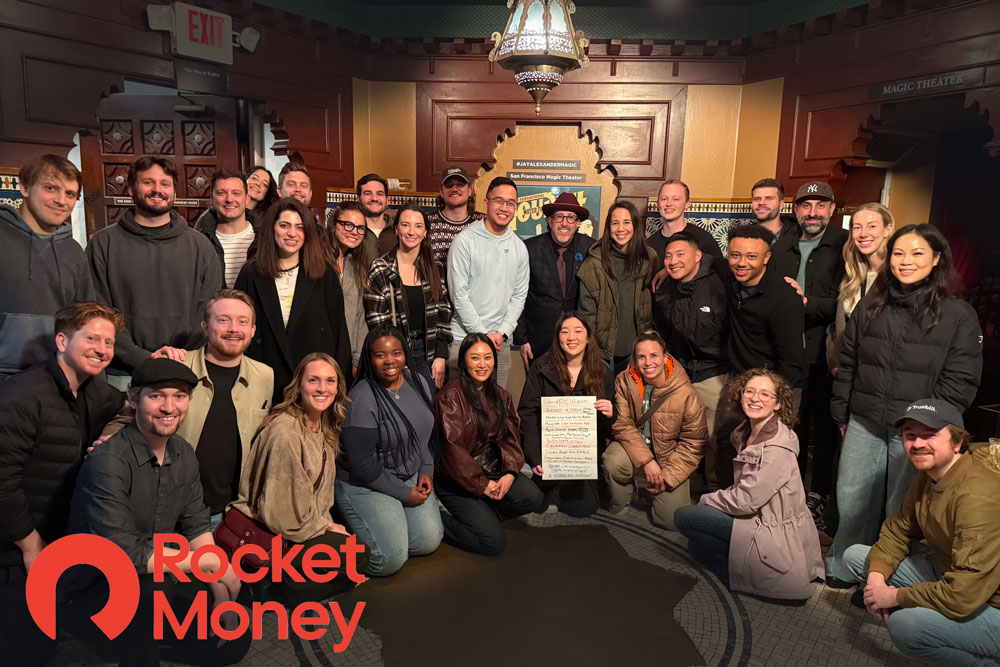 Rocket Money team group photo at Marrakech Magic Theater private event